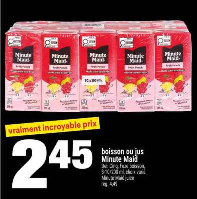 boisson ou jus Minute Maid