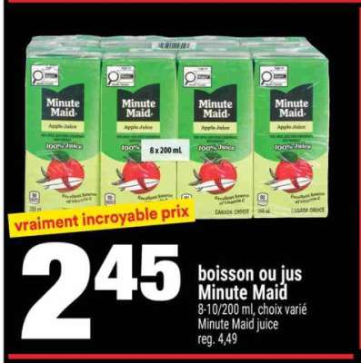 boisson ou jus Minute Maid