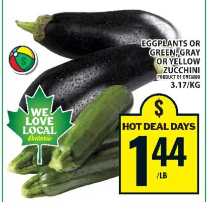 Eggplants or Green, Gray or Yellow Zucchini