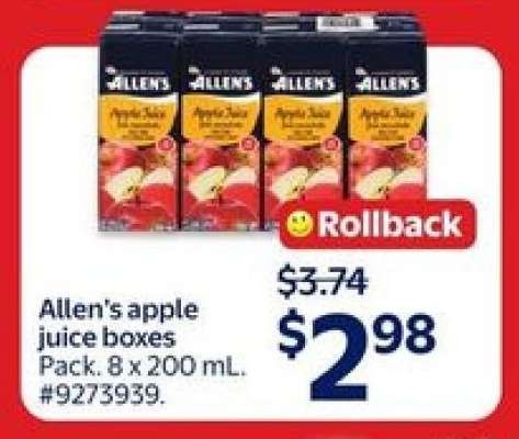 Allen's apple juice boxes