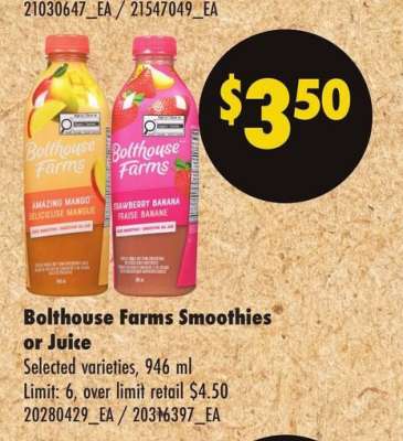 Bolthouse Farms Smoothies or Juice