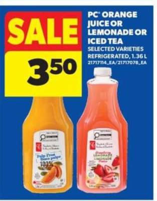 PC Orange Juice or Lemonade or Iced Tea