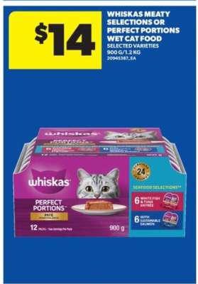 Whiskas Meaty Selections or Perfect Portions Wet Cat Food