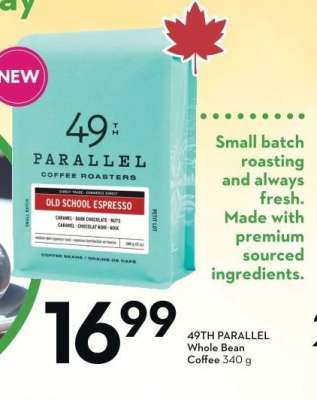 49TH PARALLEL Whole Bean Coffee 340 g