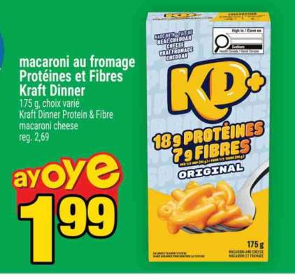 Kraft Dinner Protein & Fibre macaroni cheese
