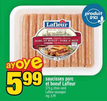 SAUCISSES PORC ET BOEUF LAFLEUR
