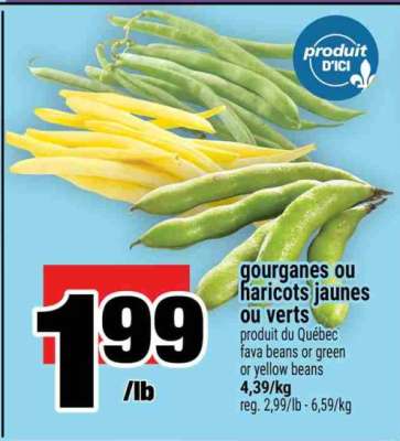 gourganes ou haricots jaunes ou verts