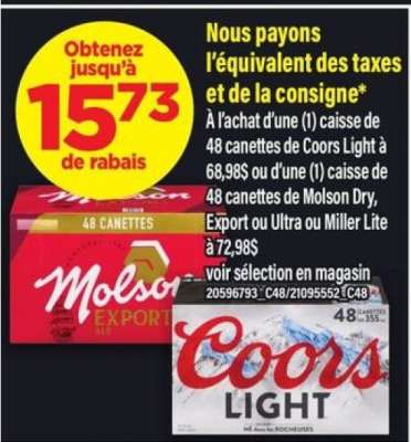 Coors Light / Molson Dry, Export ou Ultra ou Miller Lite