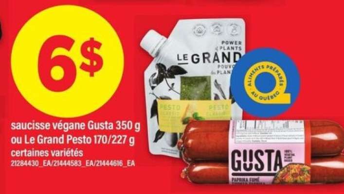 Saucisse végane Gusta ou Le Grand Pesto