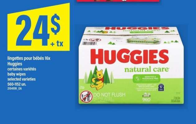 Huggies lingettes pour bébés 16x