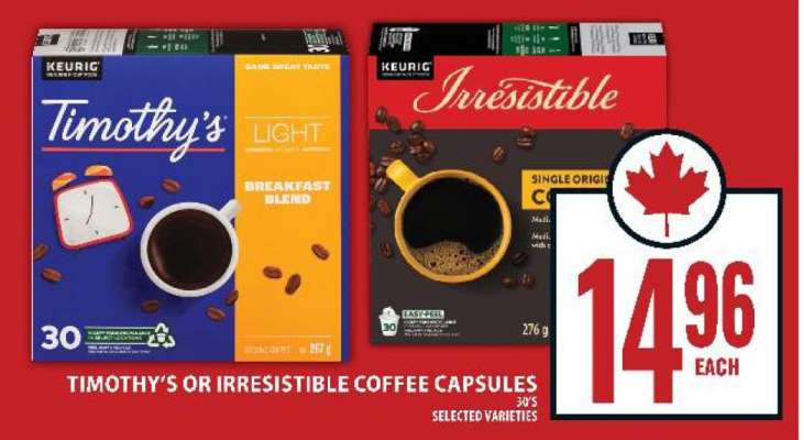 Timothy's or Irresistible Coffee Capsules