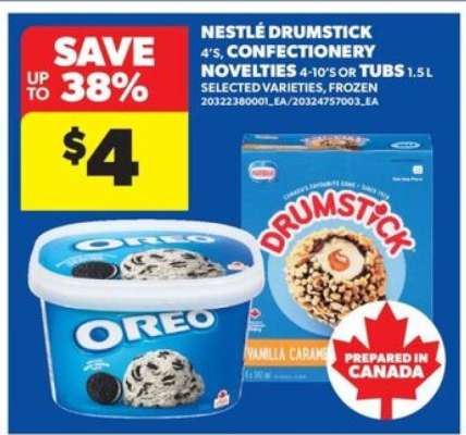 Nestlé Drumstick or Oreo Tubs