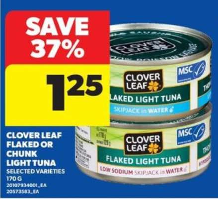 CLOVER LEAF Flaked or Chunk Light Tuna