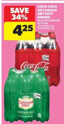 COCA-COLA or CANADA DRY SOFT DRINKS