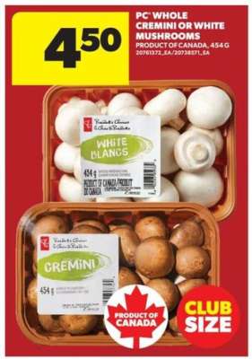 PC Whole Cremini or White Mushrooms