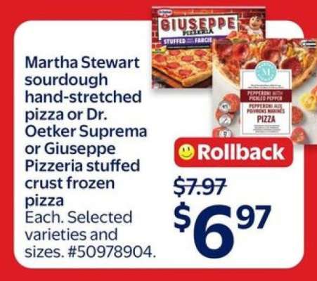 Martha Stewart sourdough hand-stretched pizza or Dr. Oetker Suprema or Giuseppe Pizzeria stuffed crust frozen pizza