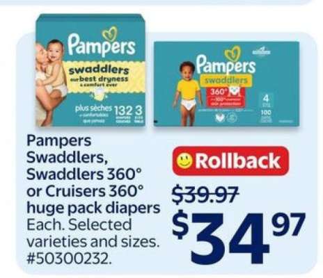 Pampers Swaddlers, Swaddlers 360° or Cruisers 360° Huge Pack Diapers