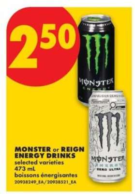MONSTER OR REIGN Energy Drinks