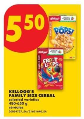KELLOGG’S FAMILY SIZE CEREAL