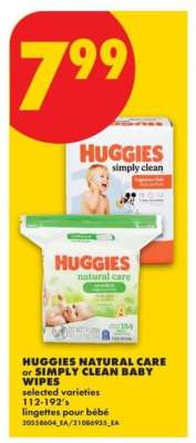 HUGGIES Natural Care or Simply Clean Baby Wipes