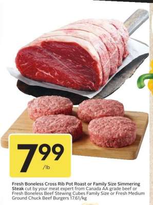Fresh Boneless Cross Rib Pot Roast or Family Size Simmering Steak