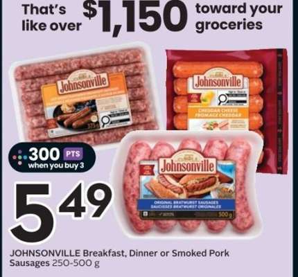 JOHNSONVILLE Breakfast, Dinner or Smoked Pork Sausages