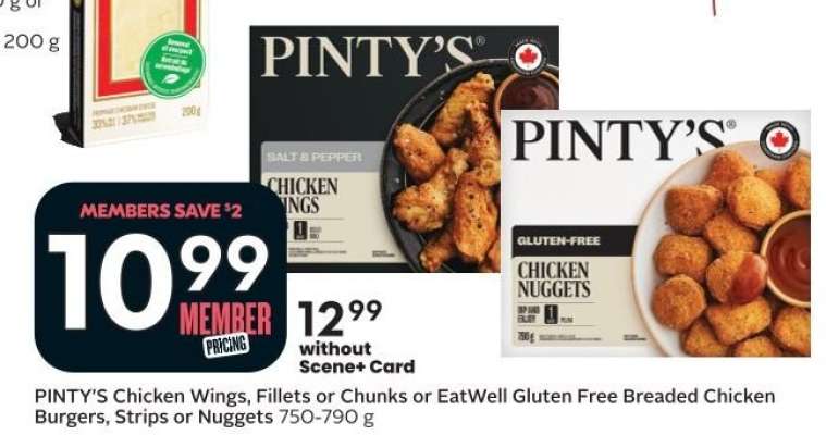 PINTY'S Chicken Wings, Fillets or Chunks or EatWell Gluten Free Breaded Chicken Burgers, Strips or Nuggets