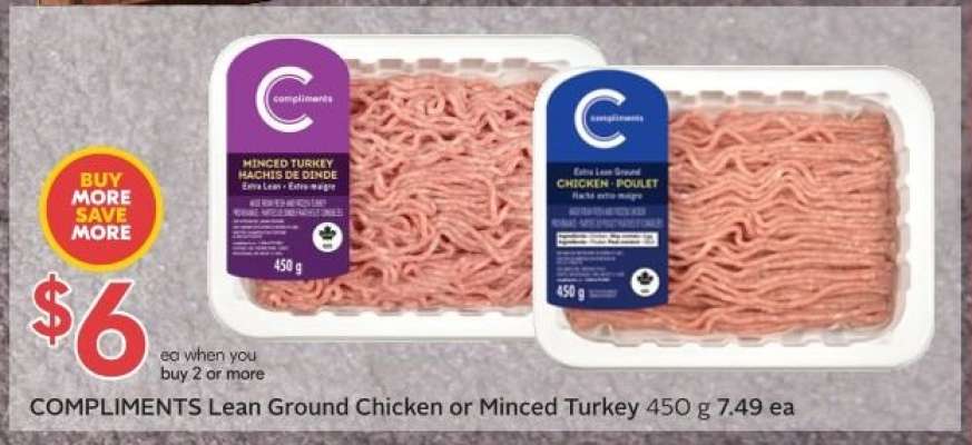 COMPLIMENTS Lean Ground Chicken or Minced Turkey 450 g