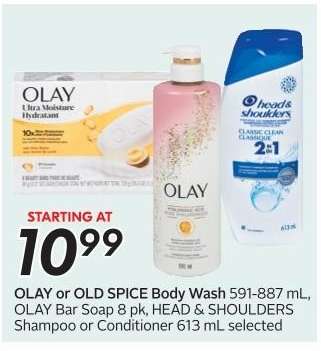 OLAY or OLD SPICE Body Wash, OLAY Bar Soap, HEAD & SHOULDERS Shampoo or Conditioner