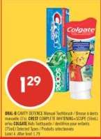 ORAL-B CAVITY DEFENCE Manual Toothbrush / CREST COMPLETE WHITENING+SCOPE (Select) or/or COLGATE Kids toothpaste
