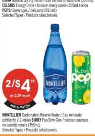 MONTELLIER Carbonated Mineral Water / BUBLY POP Slim Can