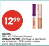 COVERGIRL SIMPLY AGELESS Concealer / Correcteur, MAYBELLINE NEW YORK LIFTER GLAZE Lip Balm / baume pour les lèvres et/ou LIFTER Concealer / correcteur