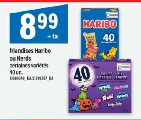 friandises Haribo ou Nerds