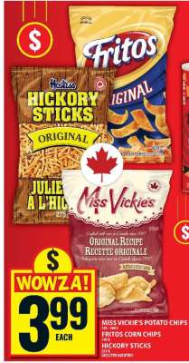 Miss Vickie's Potato Chips, Fritos Corn Chips, Hickory Sticks