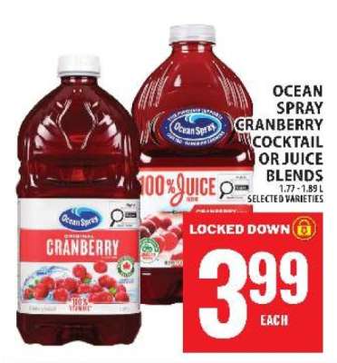 OCEAN SPRAY CRANBERRY COCKTAIL OR JUICE BLENDS