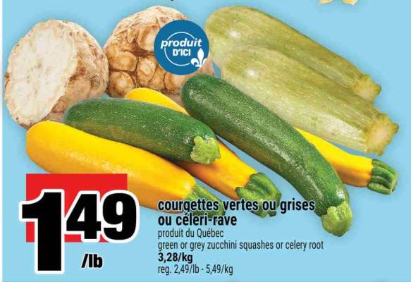 courgettes vertes ou grises ou céleri-rave