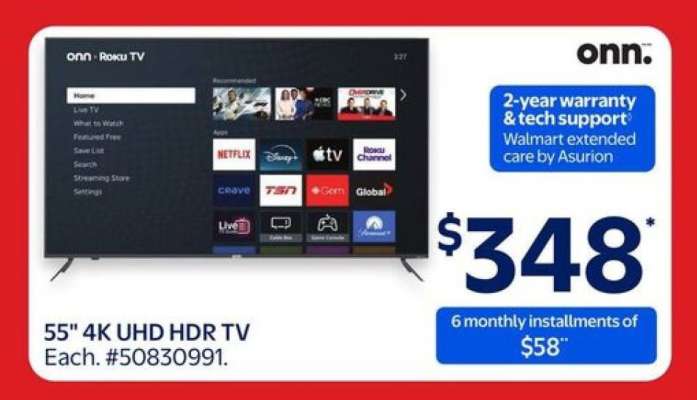 55" 4K UHD HDR TV
