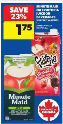 Minute Maid or Fruitopia Juice or Beverages