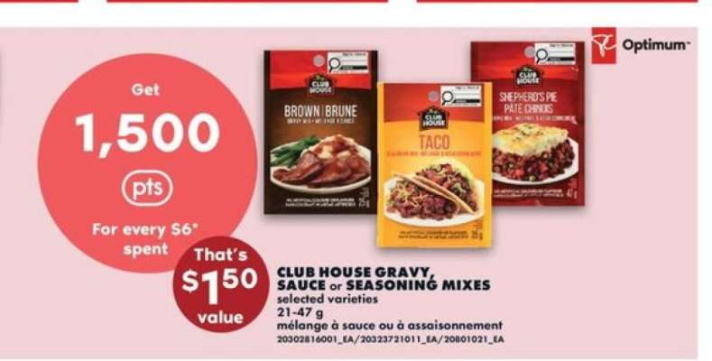 CLUB HOUSE GRAVY, SAUCE or SEASONING MIXES