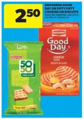 BRITANNIA GOOD DAY OR FIFTY FIFTY COOKIES OR BISCUITS