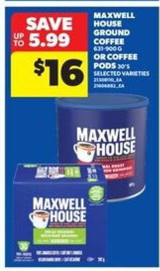 Maxwell House Ground Coffee or Coffee Pods