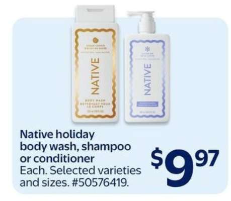 Native holiday body wash, shampoo or conditioner