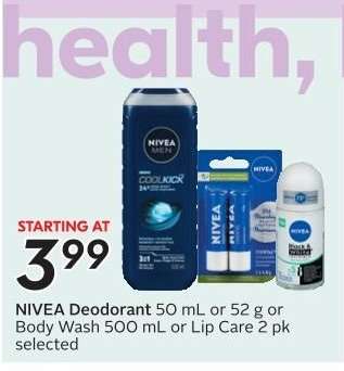 NIVEA Deodorant or Body Wash or Lip Care