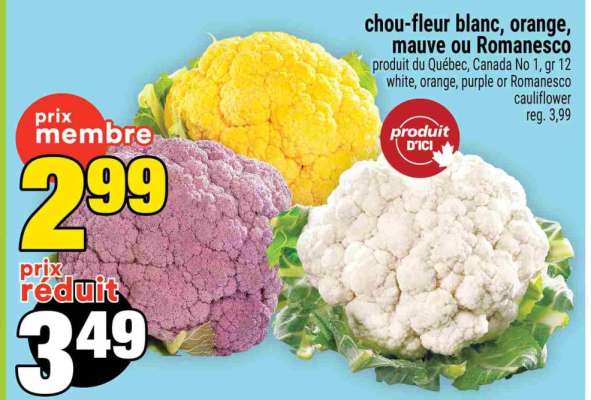 Chou-fleur blanc, orange, mauve ou romanesco