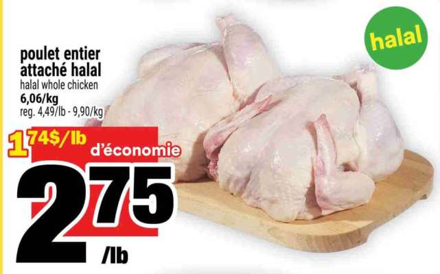 poulet entier attaché halal