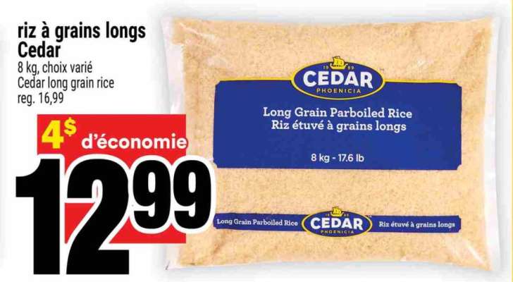 riz à grains longs Cedar