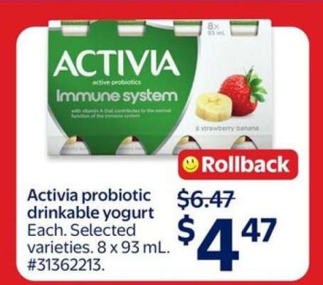 Activia probiotic drinkable yogurt