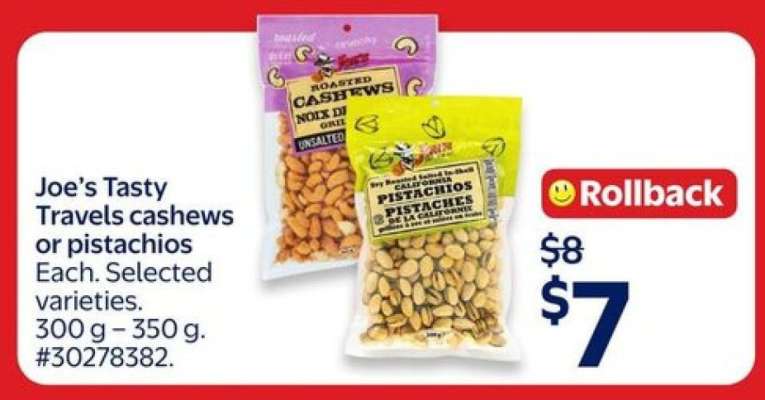 Joe’s Tasty Travels cashews or pistachios