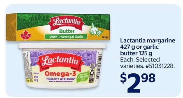 Lactantia margarine or garlic butter