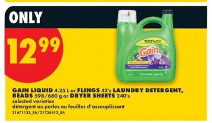 Gain Liquid or Flings Laundry Detergent